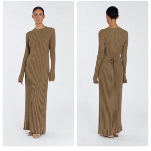 DISSH ADA LONG SLEEVE MIDI DRESS IN KHAKI
